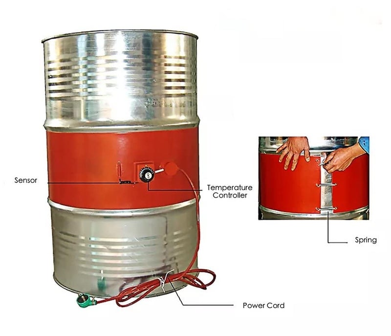 Eyes.sys Metal Drum Heater 55 Gal Barrel Band Heater 110V for Metal Oil Drum Heating Band with Adjustable Thermostat Heavy Duty Silicone Rubber Grease Keg Honey Pail Heater (68.5" x 5") - Image 2